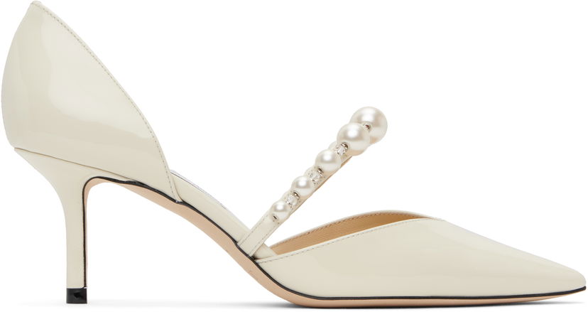 Superge in čevlji Jimmy Choo Jimmy Choo Aurelie 65 Pearl Strap Pumps Bela | AURELIE 65
