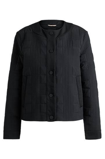 Puhovka BOSS Water-Repellent Padded Check Jacket Črna | 50518343