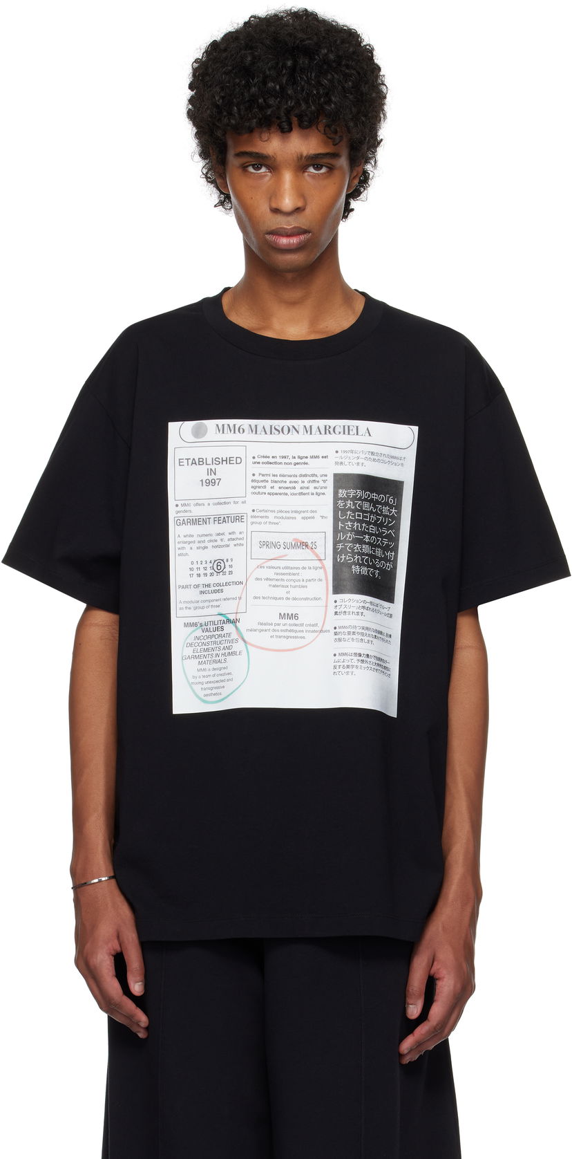 Majica Maison Margiela MM6 Newspaper Print T-Shirt Črna | SH0GC0043 S24312