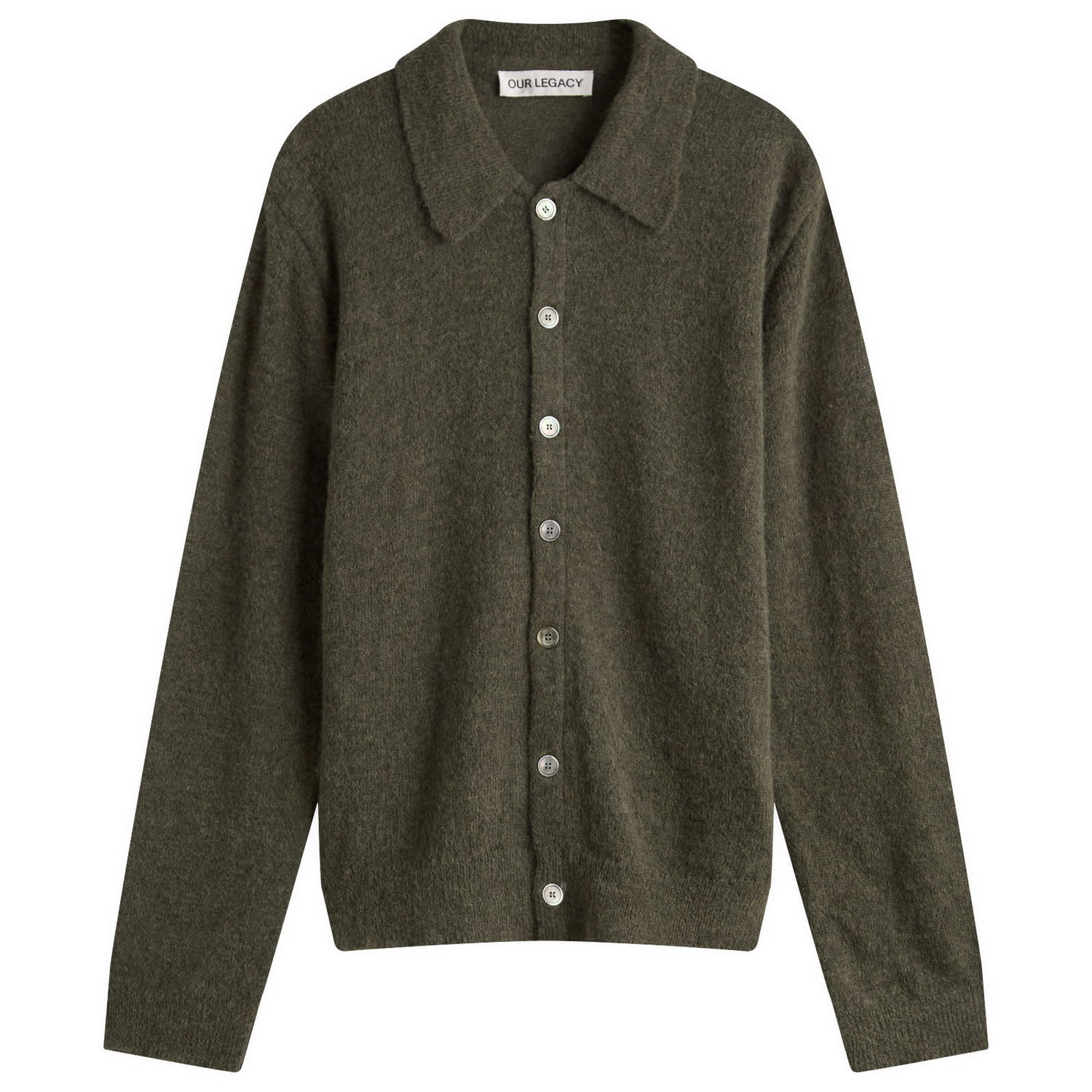 Pleteni pulover OUR LEGACY Our Legacy Evening Polo Fuzzy Alpaca Zelena | M4253EM, 1