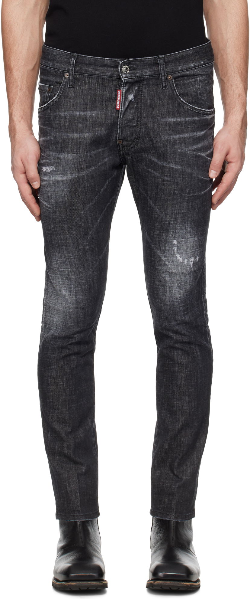 Kavbojke DSQUARED2 Dsquared2 Easy Wash Skater Jeans Črna | S74LB1617_S30357