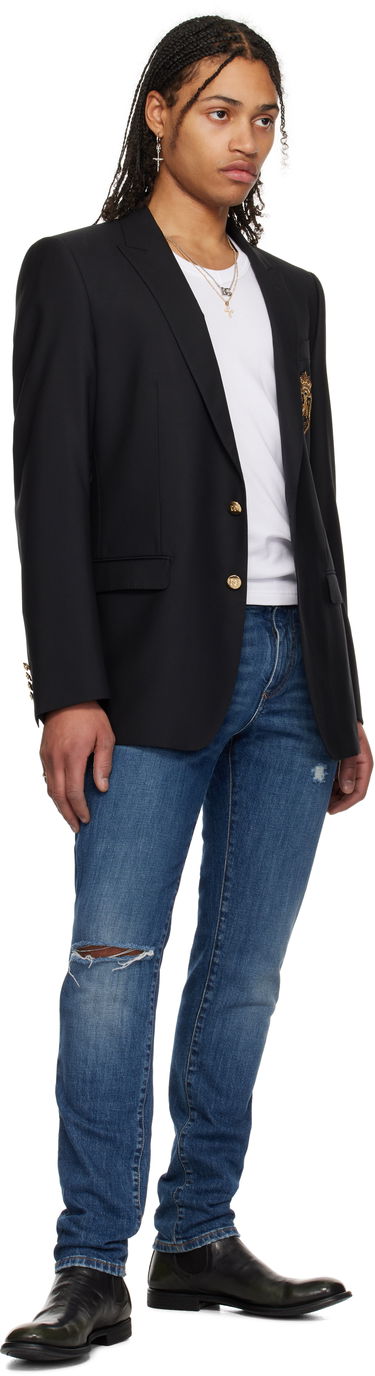 Jakna Dolce & Gabbana Dolce&Gabbana Single-Breasted Wool & Silk Blazer with Patch Črna | G2LK0ZFU3H1, 3
