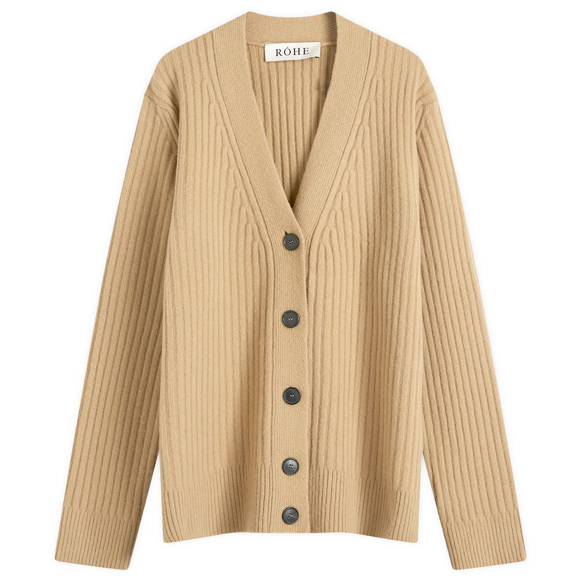 Pleteni pulover Róhe Ribbed Boiled Wool Cardigan Bež | 312-23-001-260