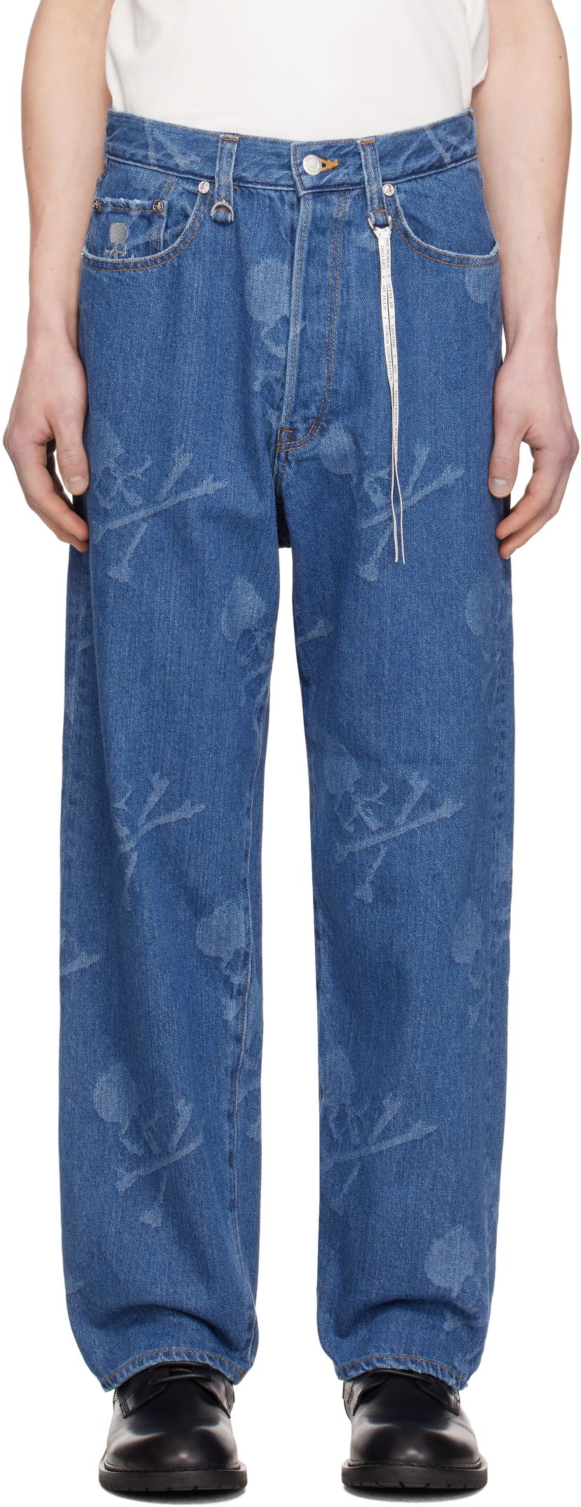 Kavbojke Mastermind WORLD MASTERMIND WORLD Monogram Straight Jeans Modra | MW25S14-PA002-000