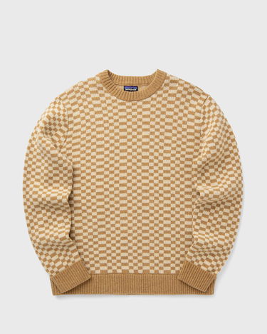 Pleteni pulover Patagonia Recycled Wool-Blend Checkered Sweater Bež | 50655-FTGO, 0