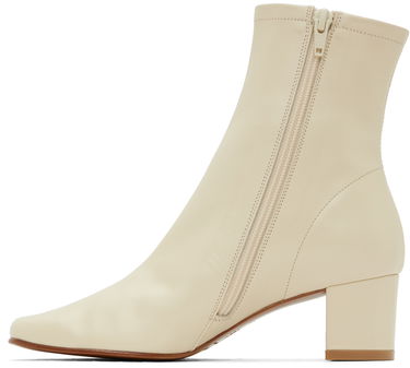 Superge in čevlji BY FAR BY FAR Sofia Leather Block Heel Ankle Boots Bež | 16603-05-SWHTL, 2
