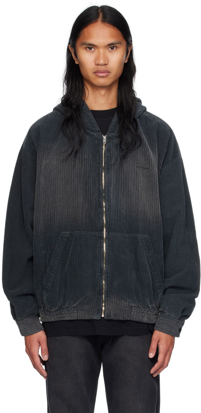 Pulover We11done Washed Zip Hoodie Črna | WD-JP2-24-085-M-GY