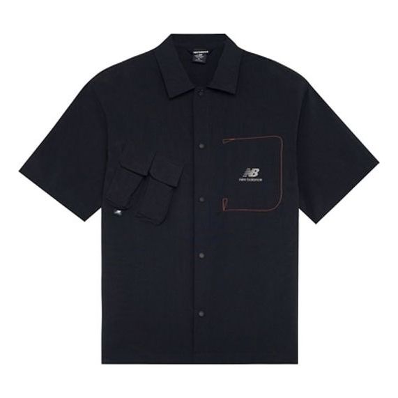 Srajce New Balance Logo Short-Sleeve Shirt Črna | AMJ22360-BK