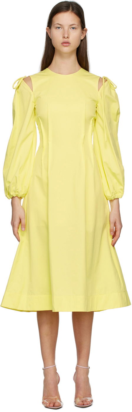 Obleke MSGM MSGM Cut-Out Midi Dress Rumena | 3041MDA25 217109