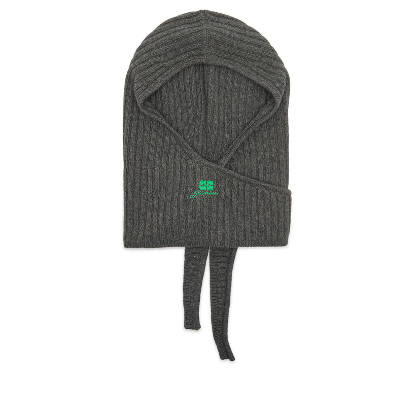 Kape in klobuki GANNI Core Future Wool Knit Balaclava Siva | A6925-220