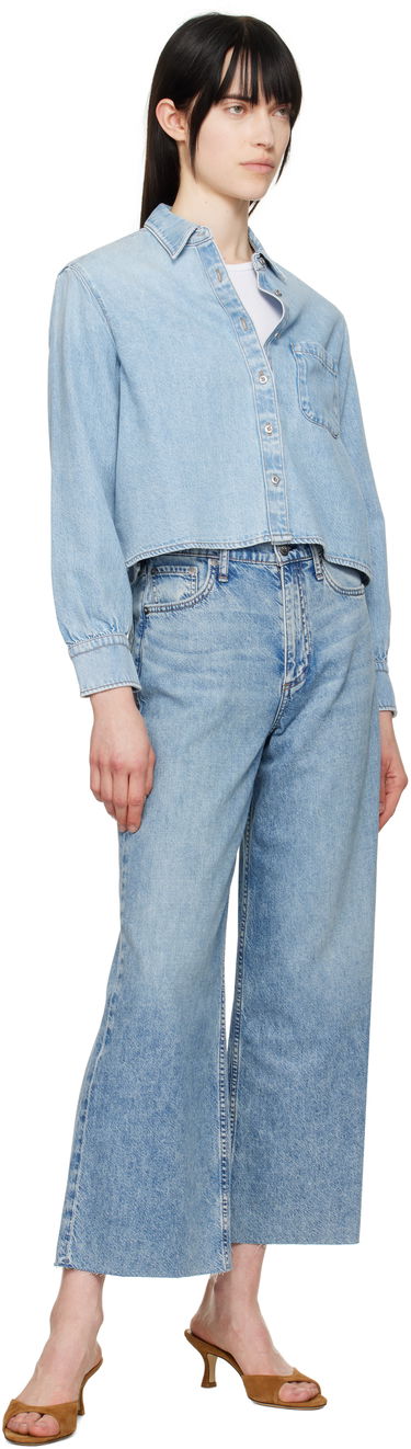 Srajce rag & bone Rag & Bone Featherweight Cropped Maxine Denim Shirt Modra | WDD25S1446UFGR, 3