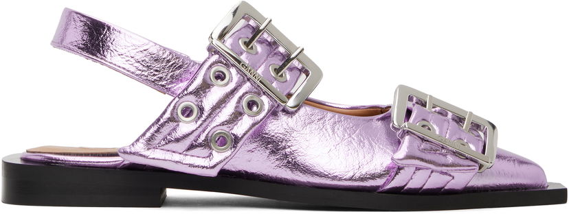 Modni dodatki GANNI GANNI Buckle Slingback Flats Lila | S2874