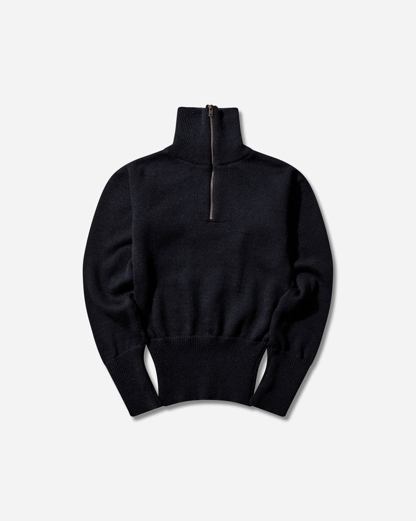 Pleteni pulover Junya Watanabe Wool Quarter-Zip Sweater Črna | WP-N902-W25 1