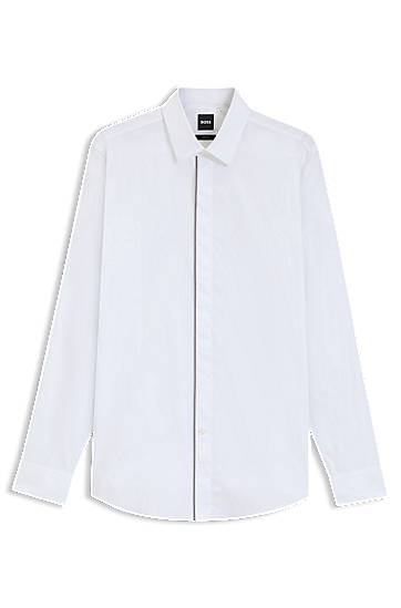 Srajce BOSS Slim Fit Easy-Iron Cotton Poplin Shirt Bela | 50545158