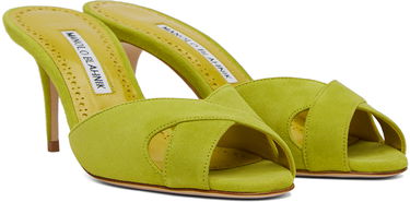 Modni dodatki Manolo Blahnik Manolo Blahnik Mumbimu Suede Heeled Mules Zelena | 123-2180, 3