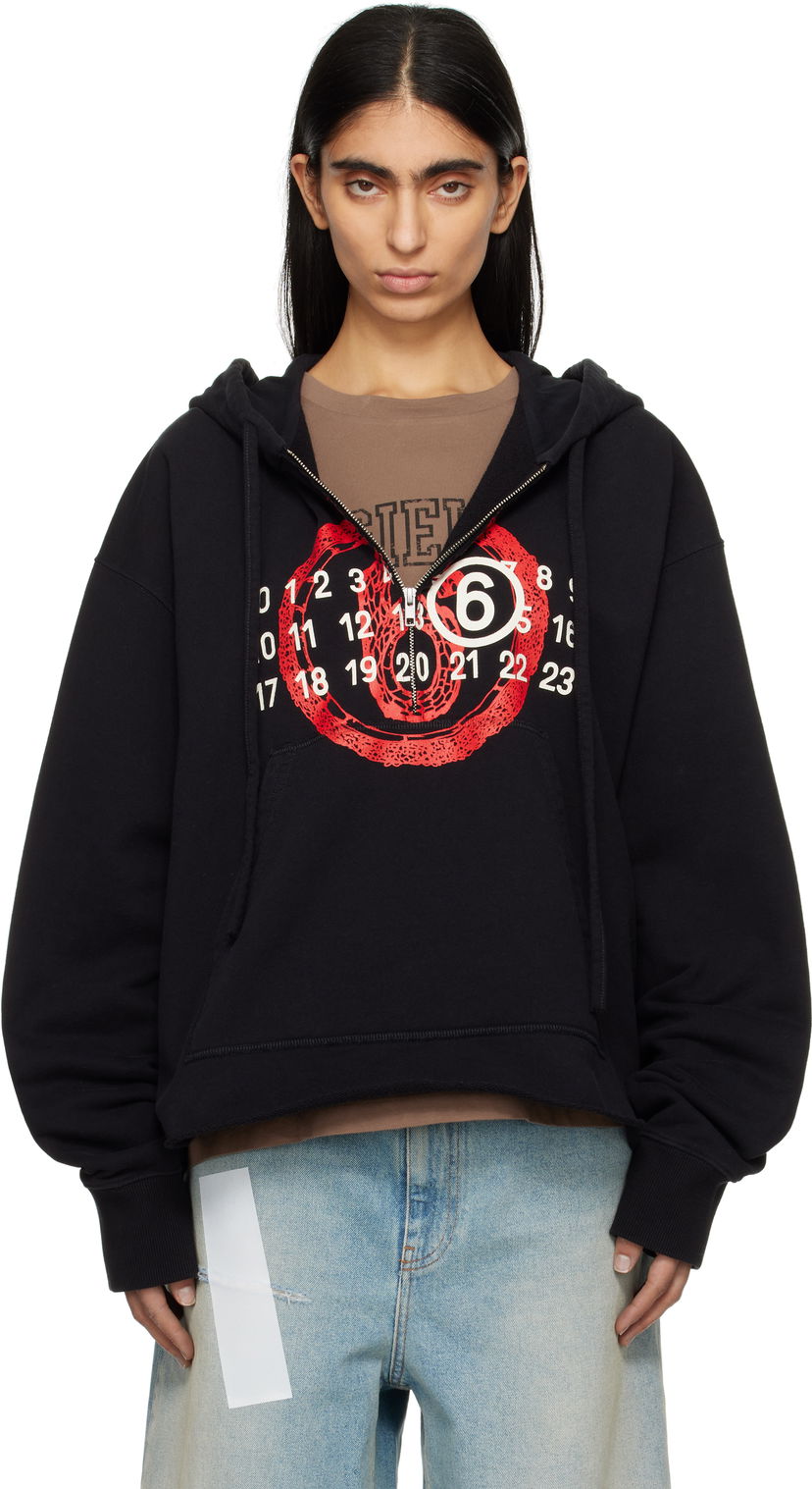 Pulover Maison Margiela MM6 Maison Margiela Lunar New Year Capsule Zip-Up Hoodie Črna | S62GU0136 M25014