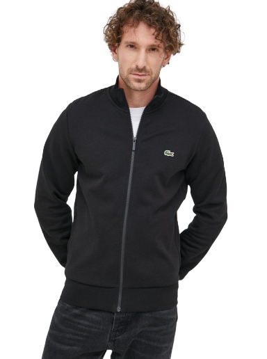 Pulover Lacoste Brushed Fleece Zippered Sweatshirt Črna | SH9622