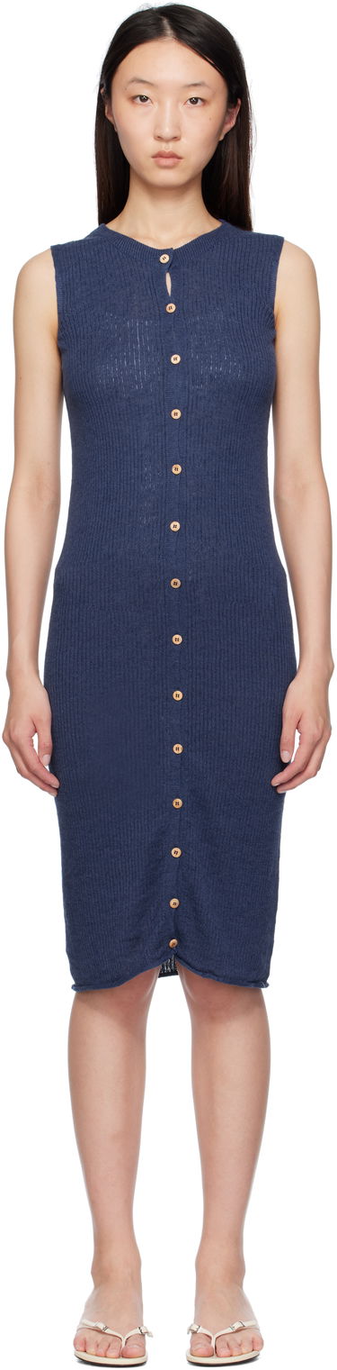 Obleke Baserange Baserange Sleeveless Button-Front Midi Dress Modra | DRDR-LI-SU25, 0