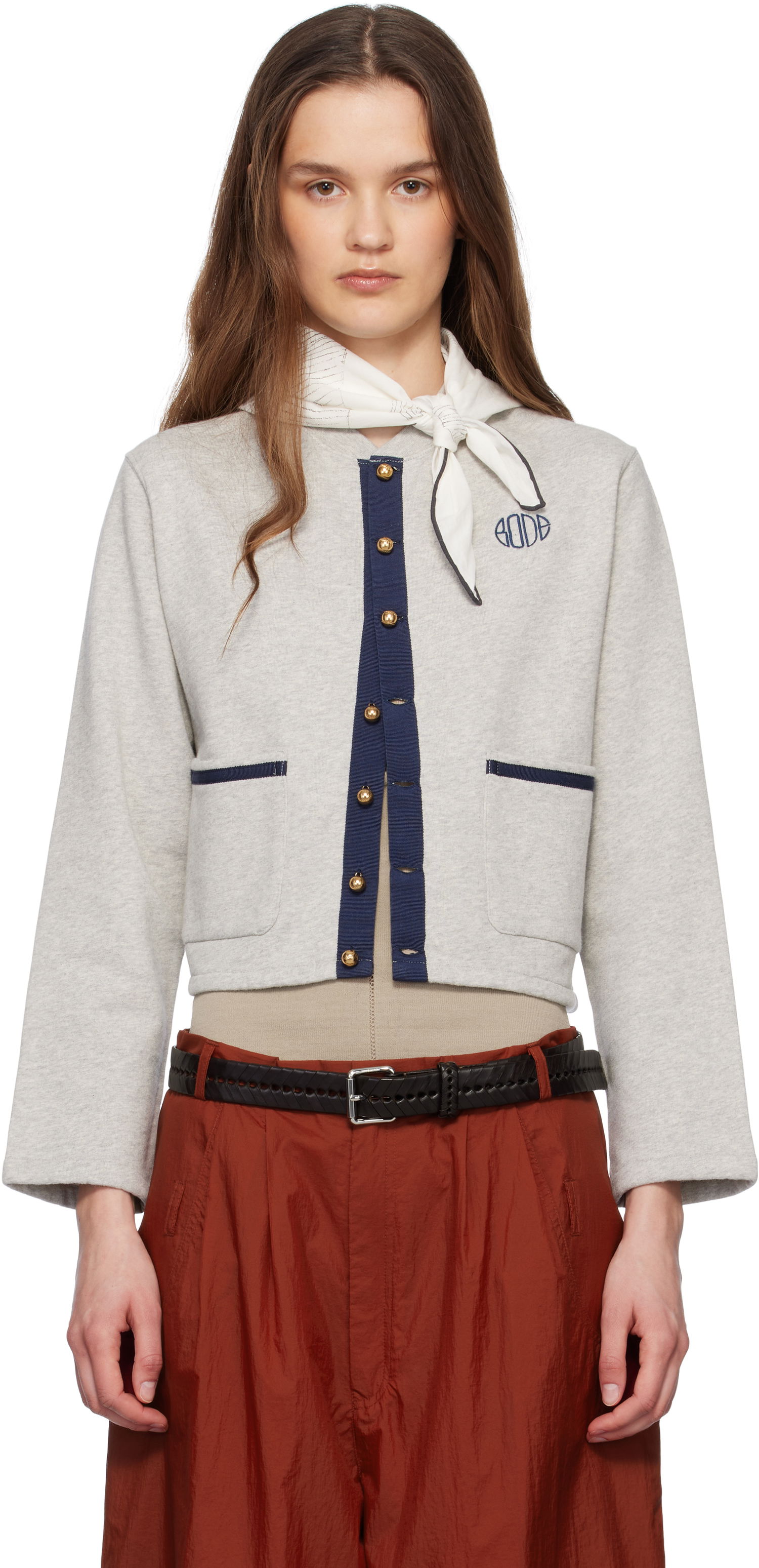 Pleteni pulover Bode Bode Heathered Cropped Cardigan Siva | WRS25CS019, 0