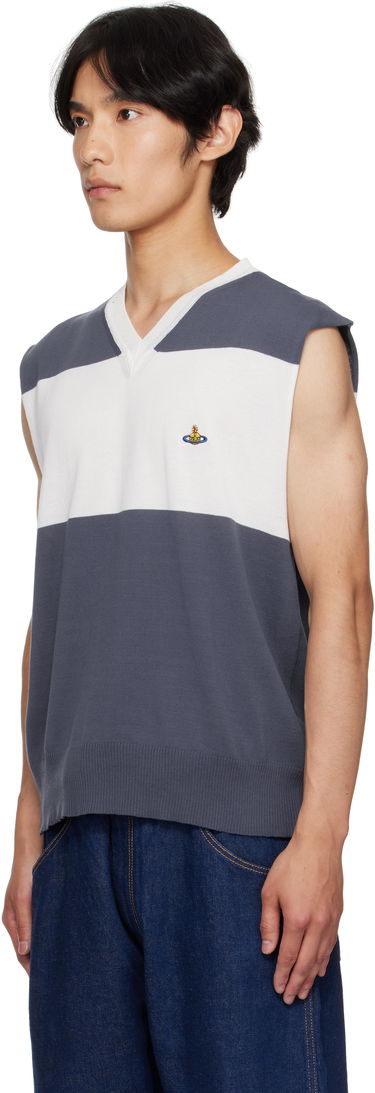 Pleteni pulover Vivienne Westwood Vivienne Westwood Ollie Striped Sweater Vest Siva | 2701002J-Y003F-, 3