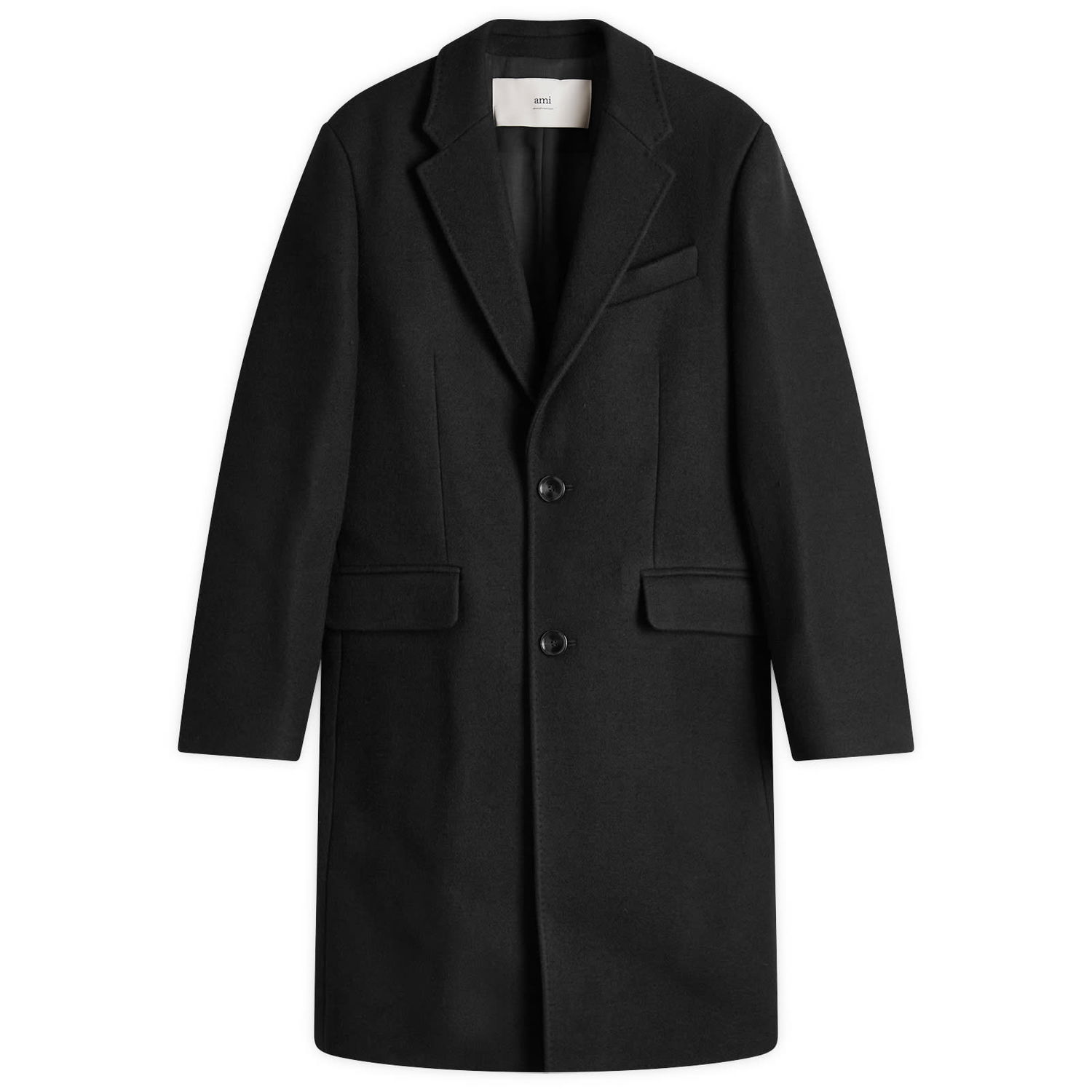 Plašči AMI Two Button Overcoat Black Črna | HCO010-WV0049-001, 0