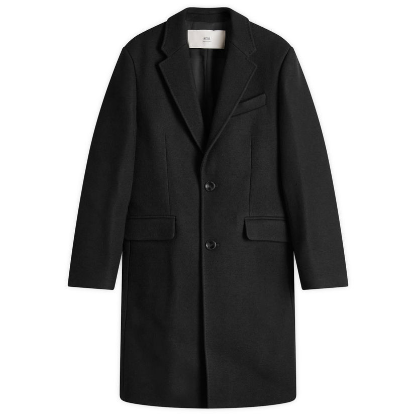 Plašči AMI Two Button Overcoat Black Črna | HCO010-WV0049-001