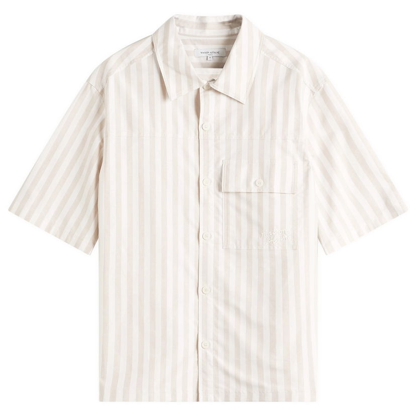 Srajce MAISON KITSUNÉ Maison Kitsuné Handwriting Overshirt Bež | OM00429WC5045-0189