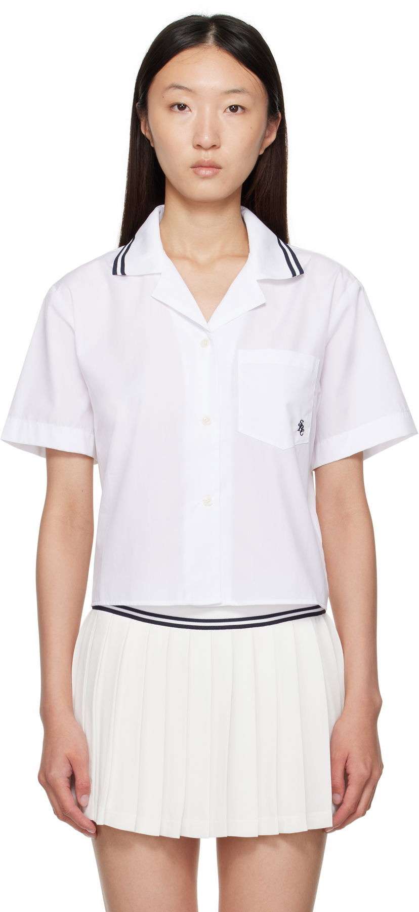 Srajce Sporty & Rich Sporty & Rich 'SRC' Sailor Cropped Shirt Bela | SI023602302WH01