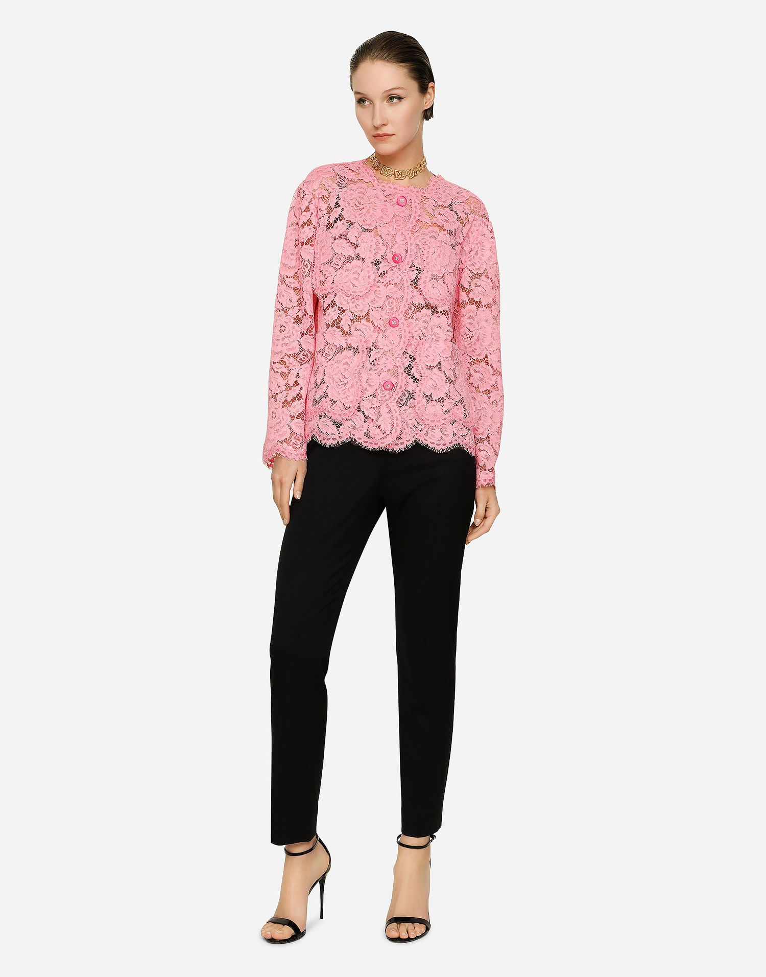 Srajce Dolce & Gabbana Single-breasted Lace Jacket Roza | F29TUTGDBLJF0758, 1
