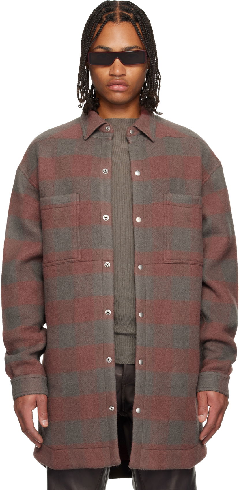 Srajce Rick Owens Concordians Oversized Plaid Flannel Overshirt with Chest Pockets Večbarvna | RU02E1739 WJP