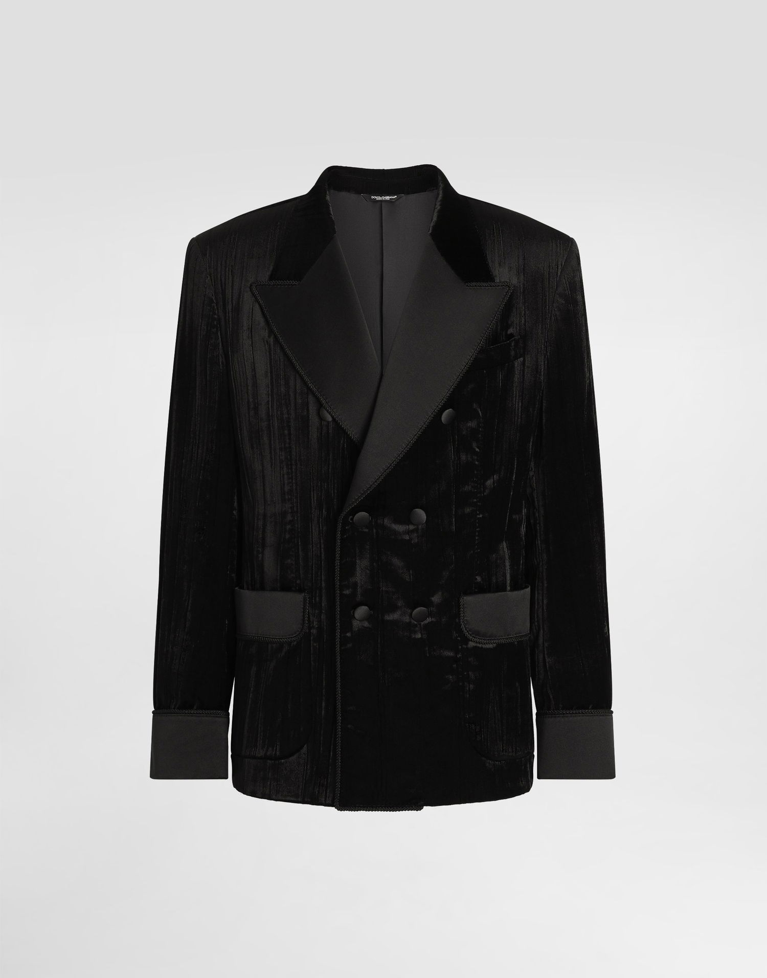 Jakna Dolce & Gabbana Double-breasted Velvet Jacket Črna | G2UO2TFUWEPN0000, 0