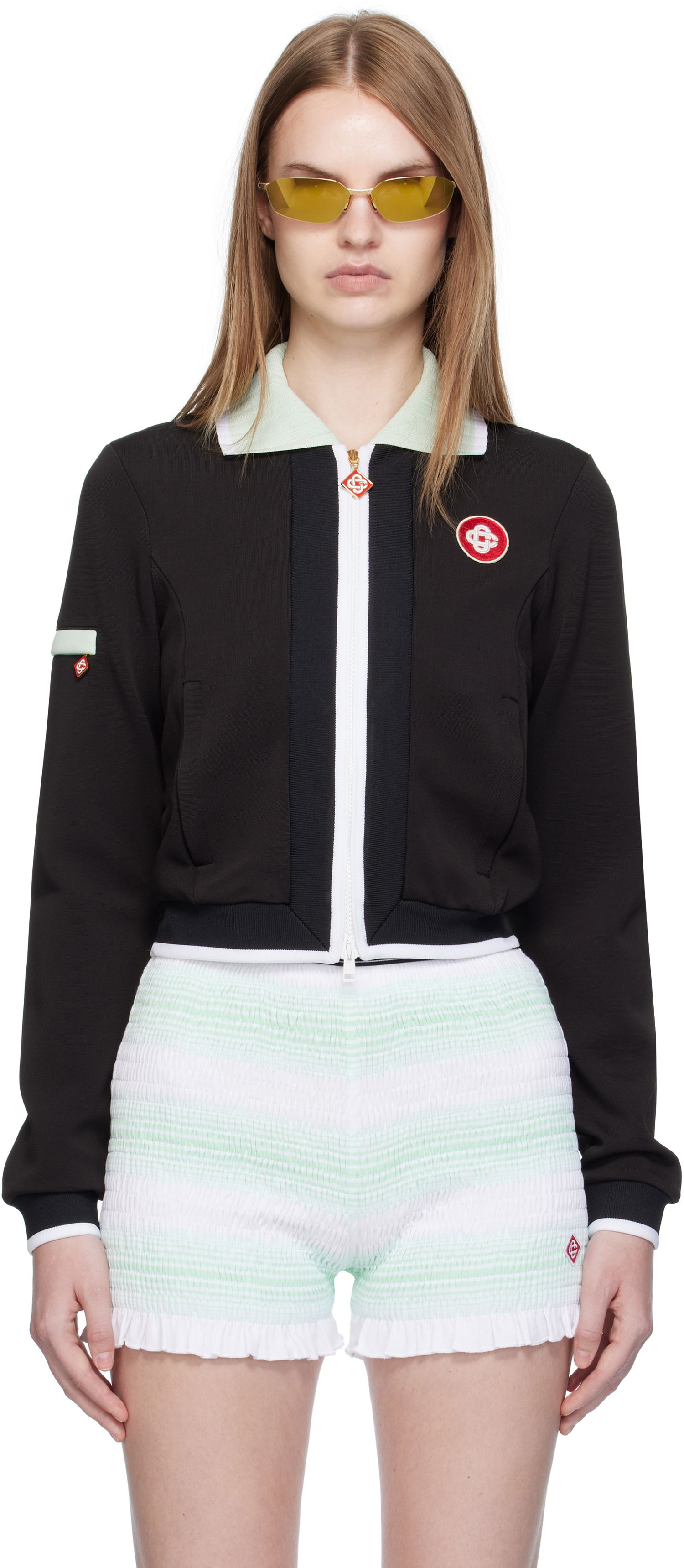 Jakna Casablanca Casablanca Viscose Cropped Track Jacket Črna | WPF25-JTP-378-01, 0