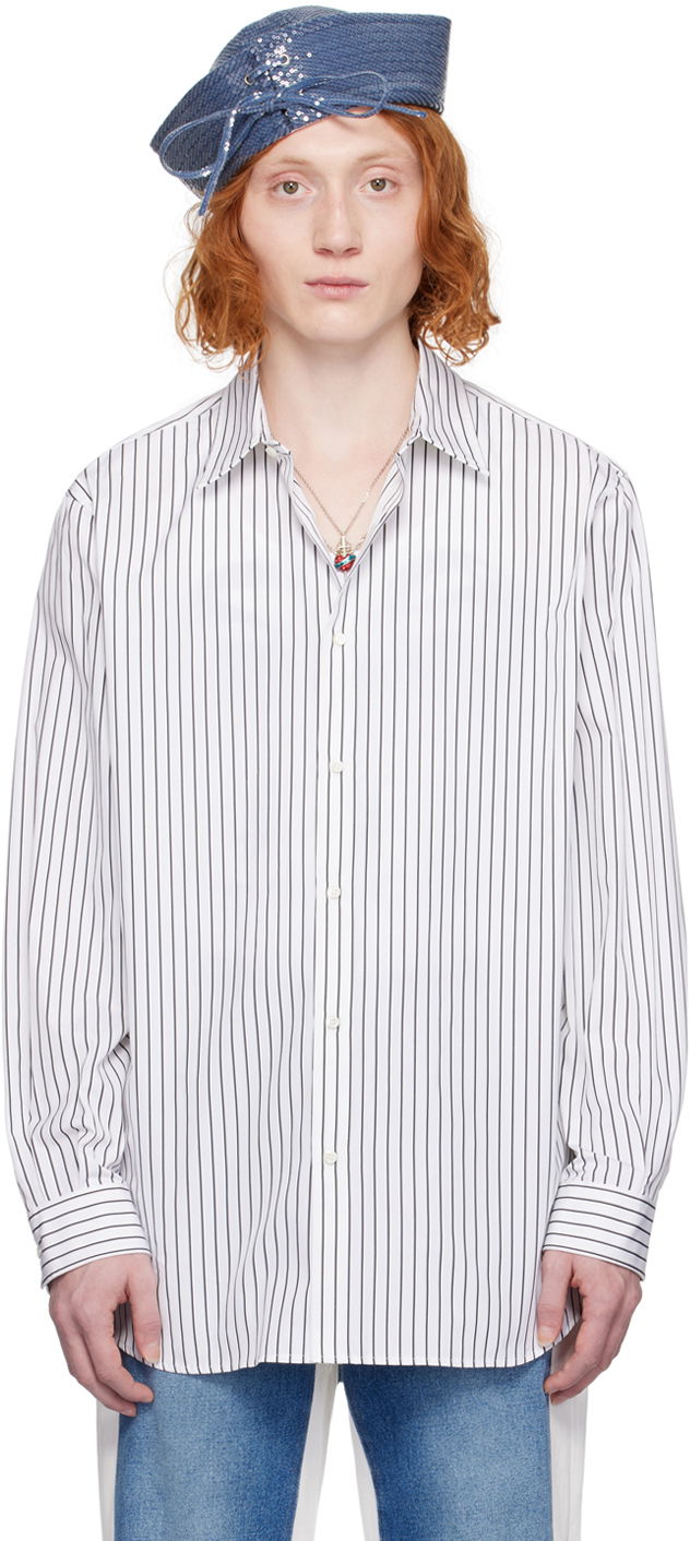 Srajce Jean Paul Gaultier Jean Paul Gaultier Striped Shirt Bela | 24/25-U-CH046I-C044-0100