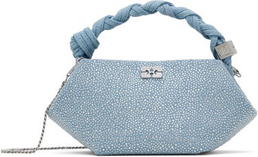 Torbica GANNI GANNI Mini Bou Bag with Rhinestones and Knotted Handle Modra | A6655, 0