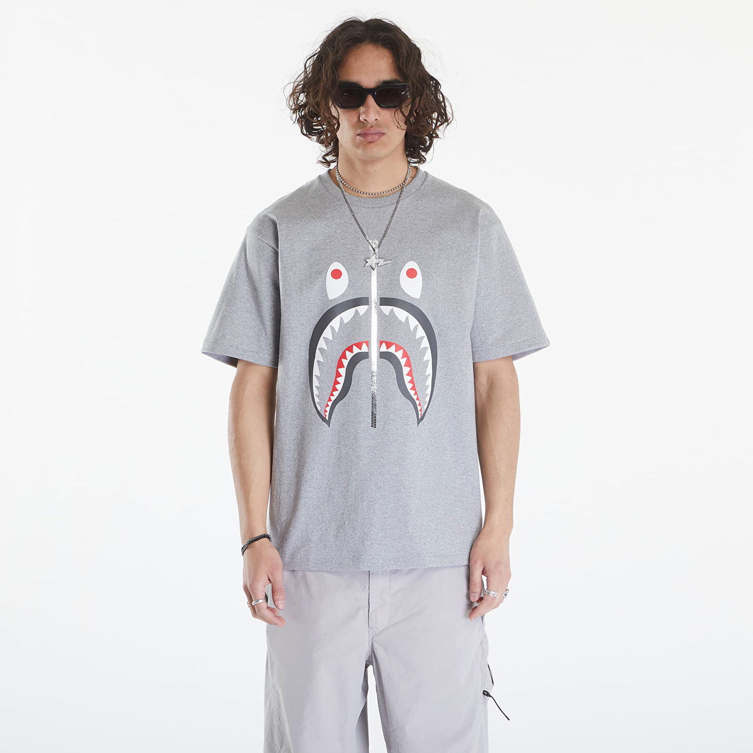 Majica BAPE A BATHING APE Shark Tee Gray Siva | 001TEK301003M GRA, 0