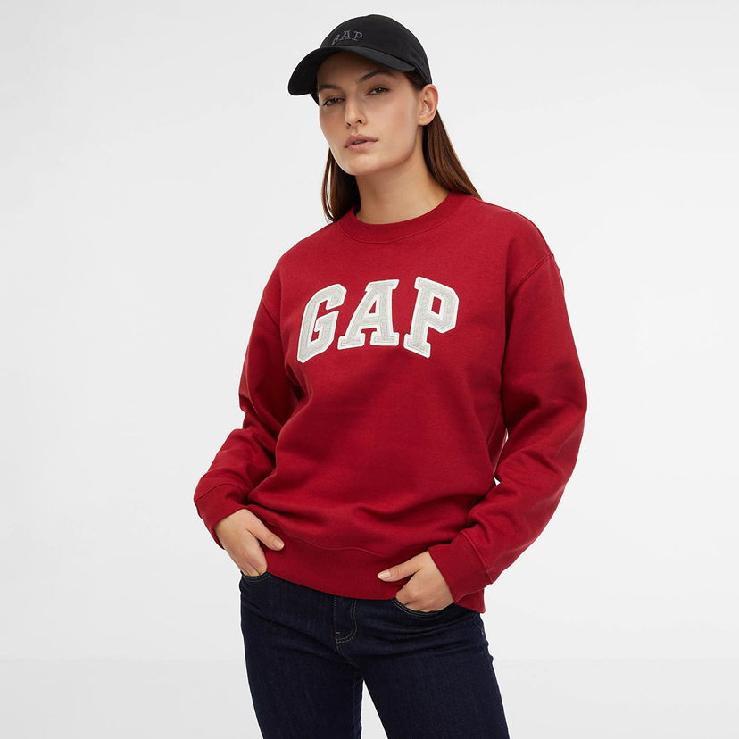 Pulover GAP Crewneck Heritage Logo Sweatshirt Sled Rdeča | 554936-22
