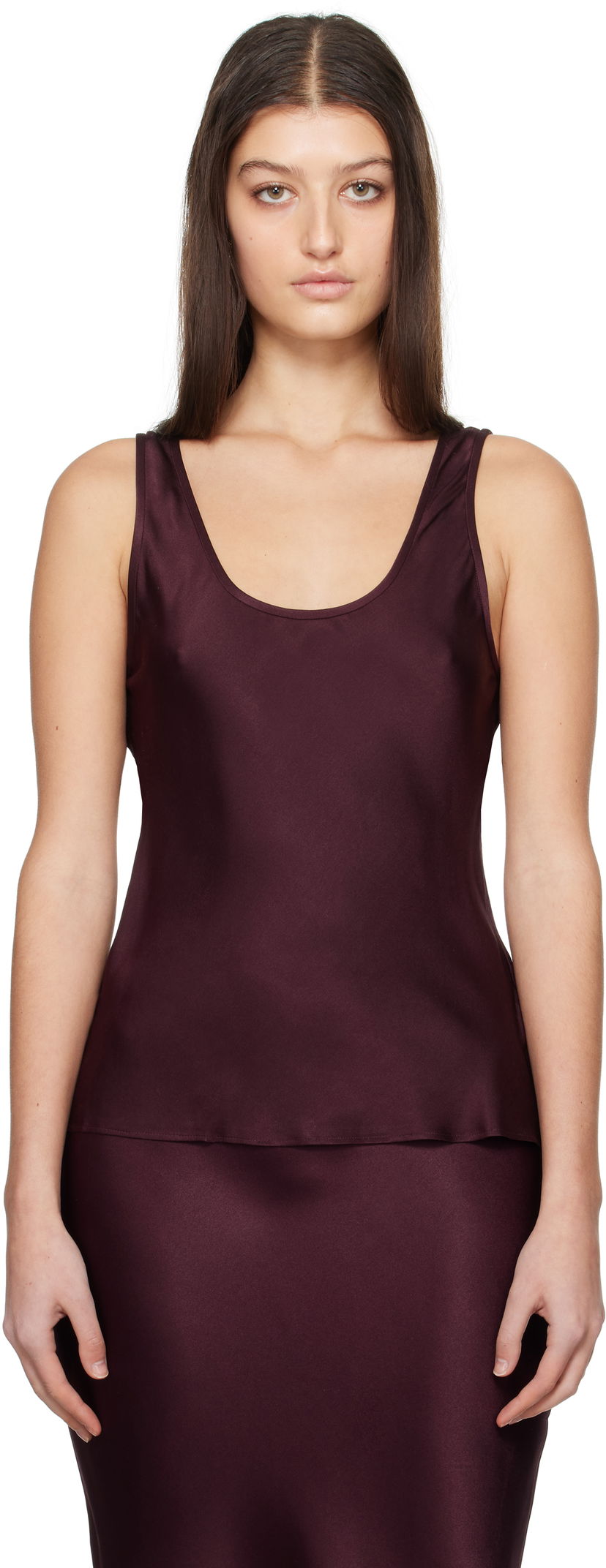 Majica brez rokavov Anine Bing Anine Bing Lea Silk Tank Top Bordo | A-07-0839-RED15