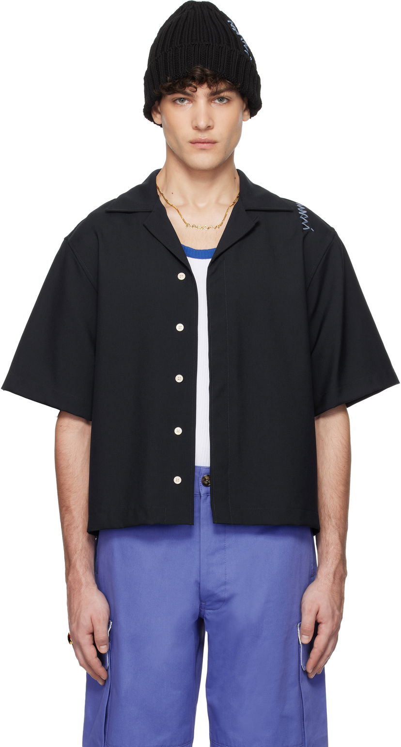 Srajce Marni Marni Tropical Wool Resort Shirt Črna | CUMU0330S0 TW839