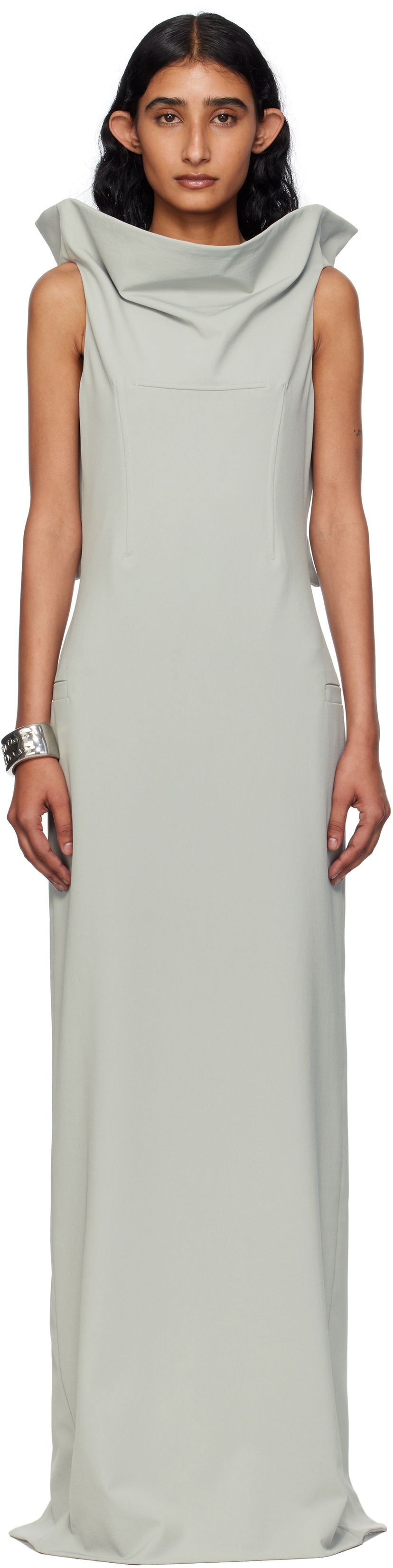 Obleke Jean Paul Gaultier Jean Paul Gaultier Backless Maxi Dress Siva | 25/03-W-DR045-W002-02