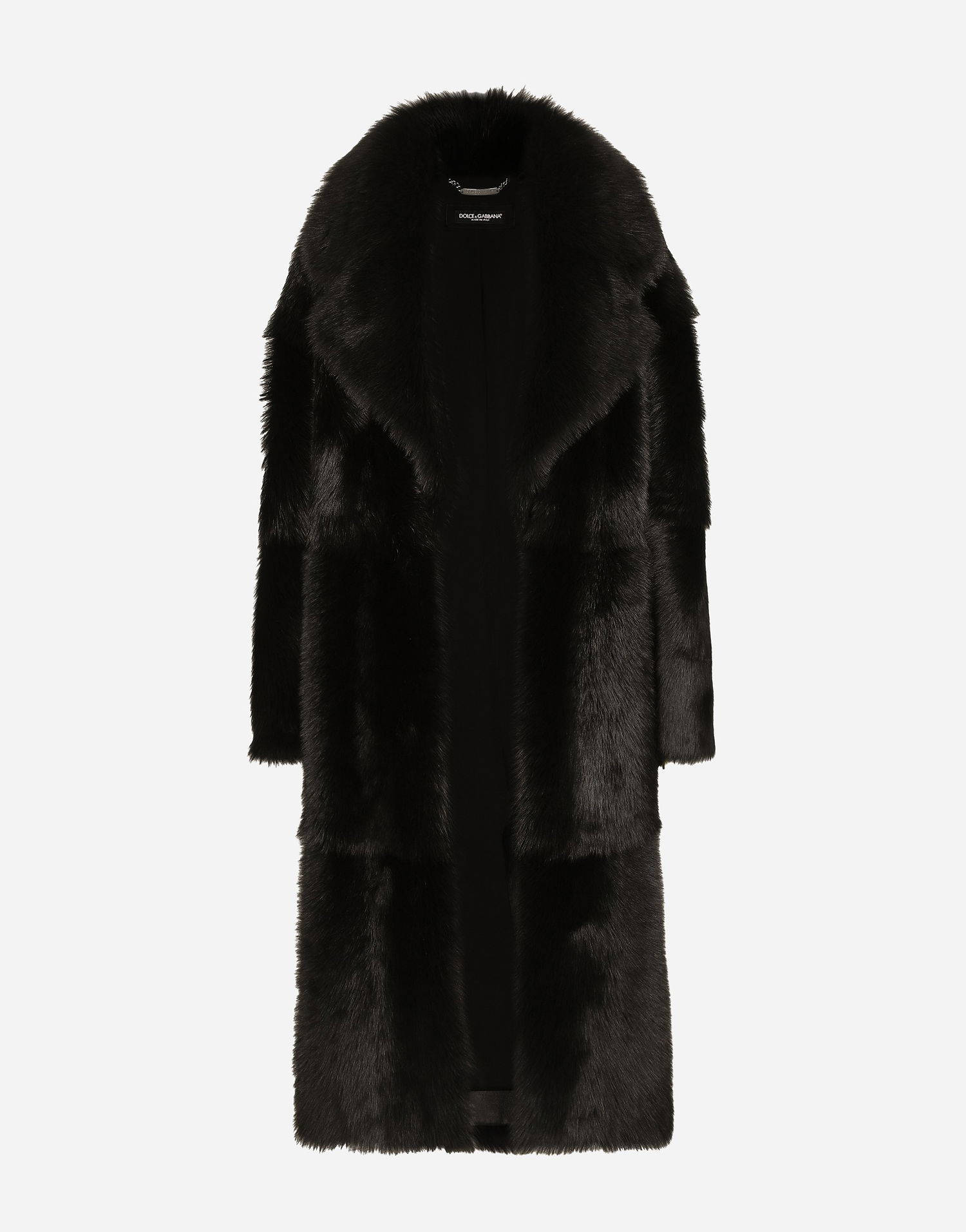 Plašči Dolce & Gabbana Single-breasted Shearling Coat Črna | F0W2DFFUP9BN0000, 0