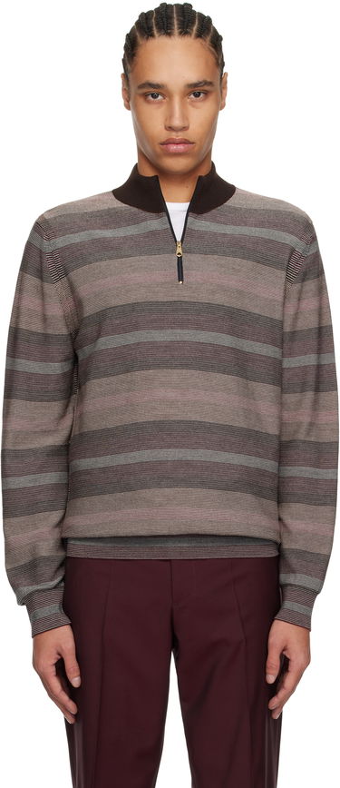 Pleteni pulover Paul Smith Paul Smith Hazy Stripe Zip Sweater Rjava | M1R-254Z-P02590-92, 0