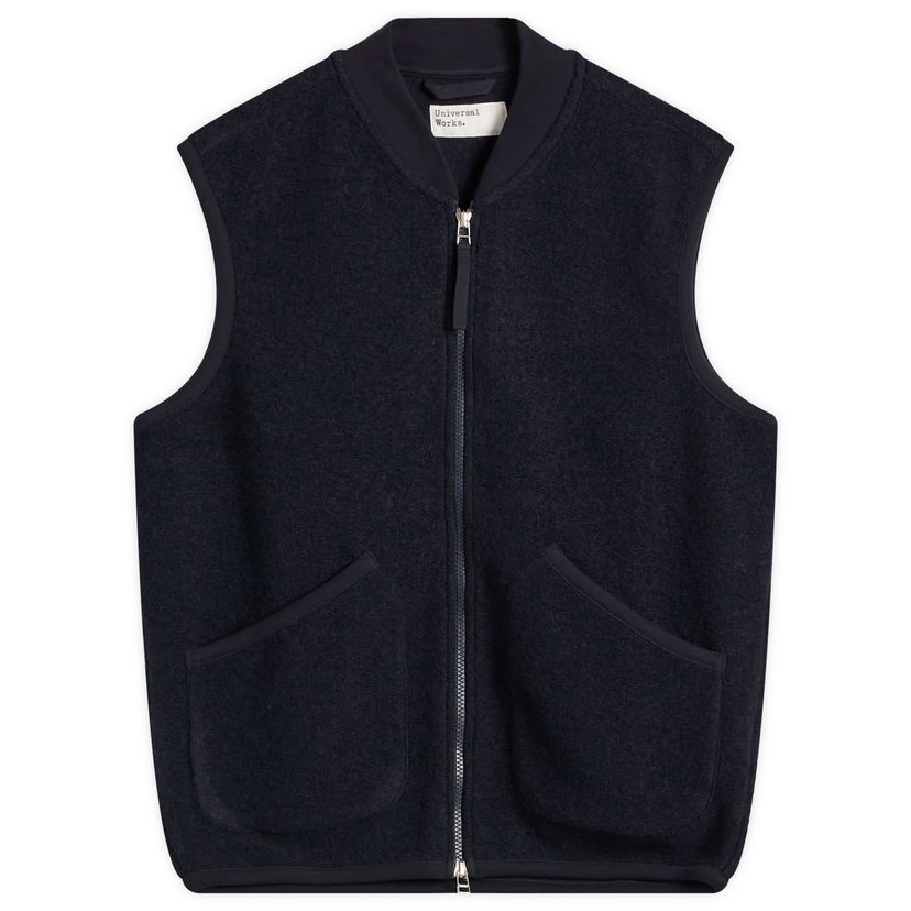 Telovnik Universal Works Wool Fleece Zip Vest Mornarica | 00015-NVY