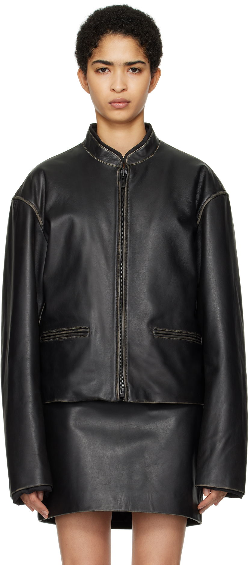 Jakna 032C Uma Leather Biker Jacket Črna | F24-URL-2041-050-W