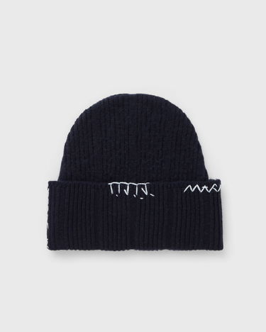 Beanie Marni Ribbed Knit Beanie with Contrast Stitching Mornarica | CLZC0170Q0-00B90, 0