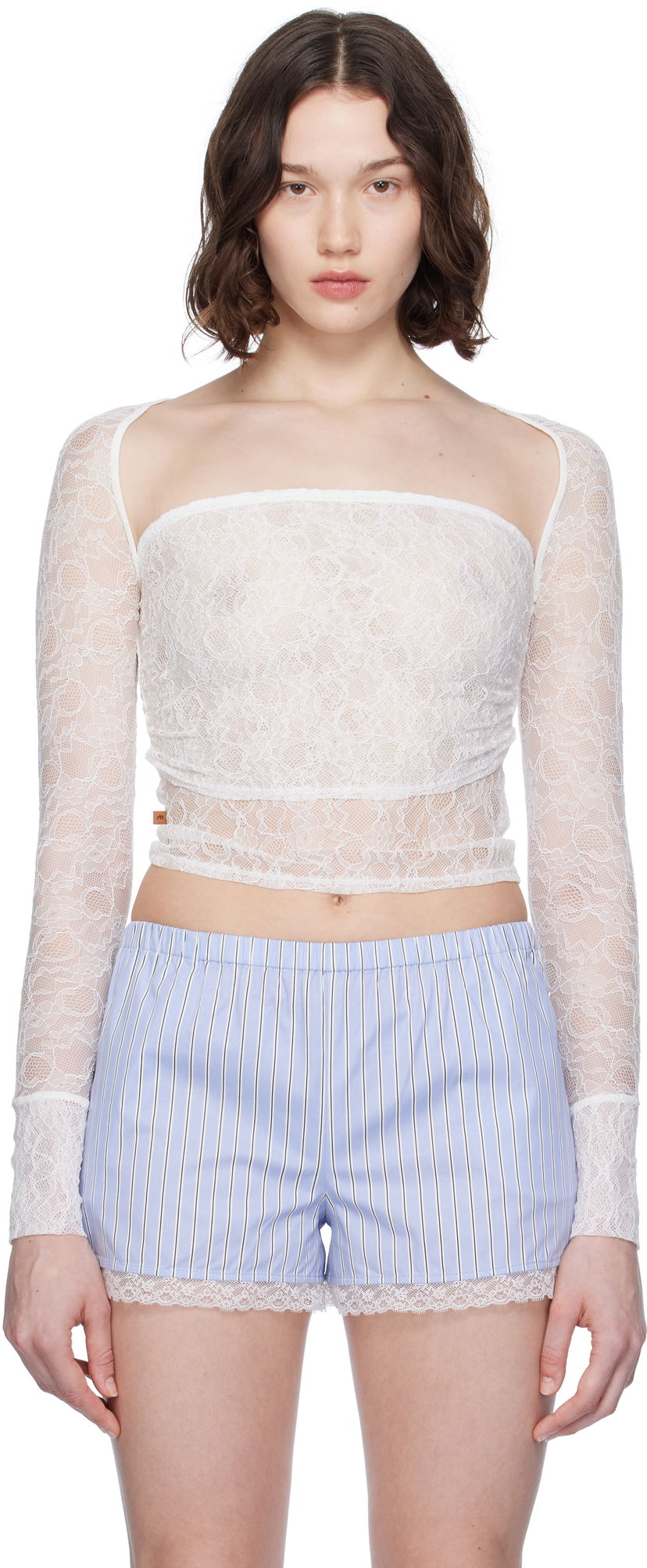 Krop-top Miaou Miaou Iris Lace Top Bela | 7112SLCDOV