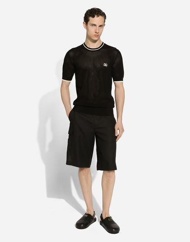 Kratke hlače Dolce & Gabbana Linen Cargo Shorts Črna | GV5TATGI437N0000, 1