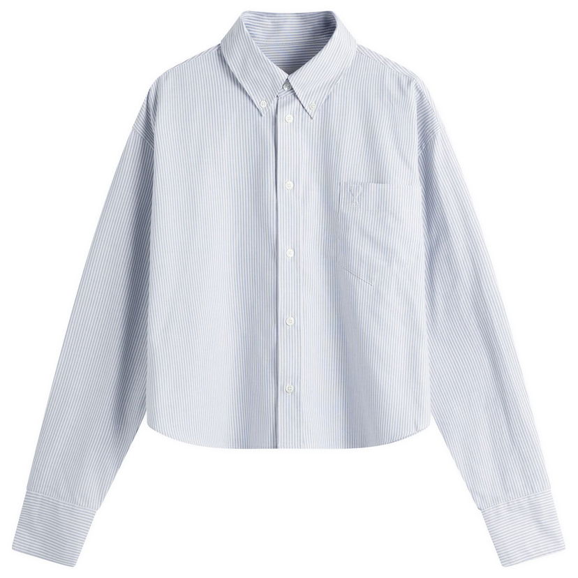 Srajce AMI AMI Paris ADC Cropped Oversized Shirt, Size Large Modra | USH123-CO0087-4503