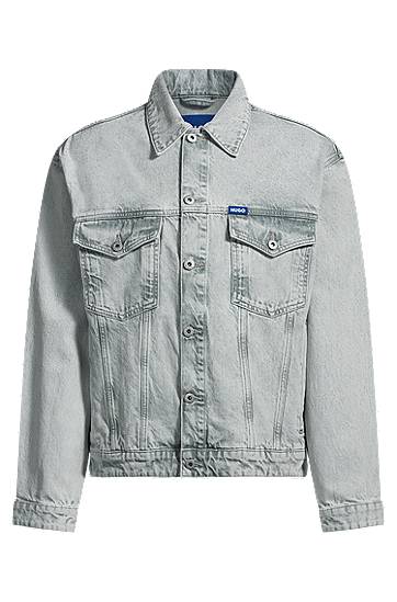 Jakna BOSS Stonewashed Denim Jacket Siva | 50534538