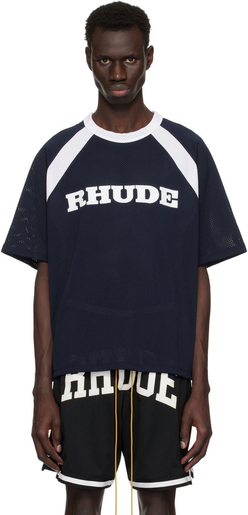 Majica Rhude Rhude Racing Logo Mesh T-Shirt Mornarica | RHPS25TT20012