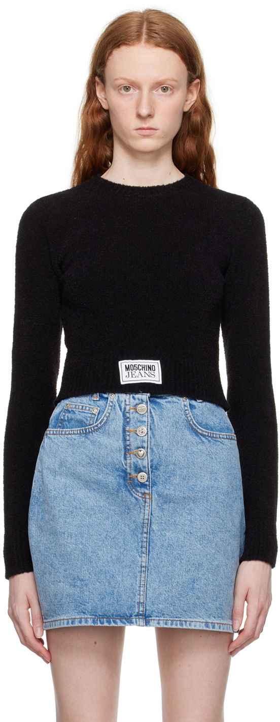 Pleteni pulover Moschino Moschino Jeans Crewneck Sweater Črna | 0930 8204